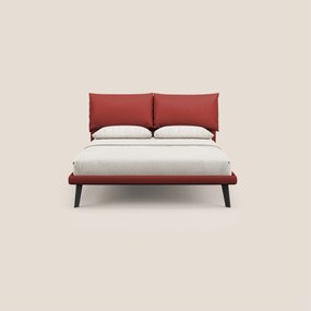 Astrid letto imbottito con piedi in legno in microfibra smacchiabile T11 rosso