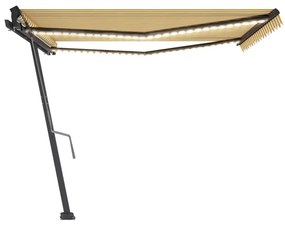 Tenda da Sole Retrattile Manuale LED 400x350 cm Giallo Bianco