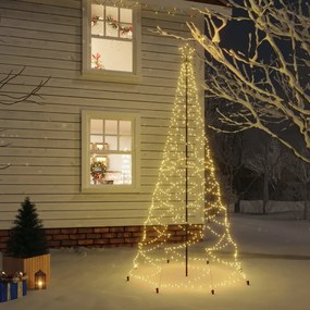 Albero di Natale con Palo in Metallo 500 LED Bianco Caldo 3 m