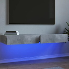 Mobili porta tv con luci led 2 pz grigio cemento 60x35x15,5 cm