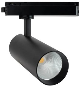 Faro LED 30W Monofase Nero 38°/60° 130lm/W CRI92 no Flickering Colore Bianco Caldo 2.700K