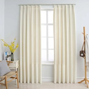 Tende Oscuranti Con Ganci 2 Pz Crema İn Velluto 140x245 Cm /