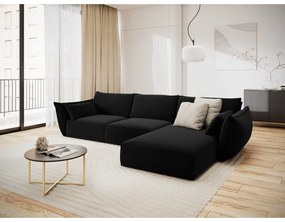 Divano angolare nero (con penisola a destra/con chaise lounge) con rivestimento in velluto Vanda – Mazzini Sofas