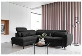 Divano angolare grigio scuro allungabile/con contenitore (con penisola a sinistra/a L) e rivestimento in velluto Noble – ELTAP