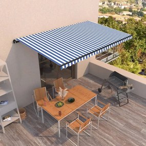 Tenda Da Sole Retrattile Manuale 500x350 Cm Blu E Bianca /