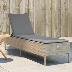 Lettino Prendisole Con Cuscini Beige İn Polyrattan /