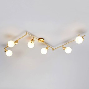 Plafoniera Lindby Elaina, 180 cm, a 6 luci, ottone, vetro, E14