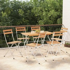 Sedie Pieghevoli Da Bistrò 6 Pz Legno Massello Acacia E Acciaio /