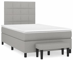 Giroletto A Molle Con Materasso Grigio Chiaro 120x190cm Tessuto /
