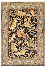 Ghom Tappeto 140 x 200 Blu (Iran) Annodato A Mano