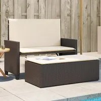 Panca da Giardino con Cuscini e Poggiapiedi Marrone Polyrattan 368408