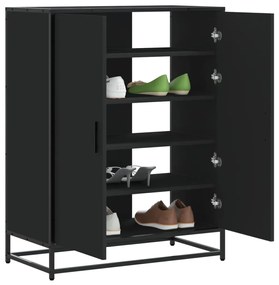 Scarpiera Nera 75x38x97,5 Cm İn Truciolato E Metallo /