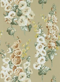 Sanderson Carta da parati Hollyhocks - Gold Metallic/ Tan