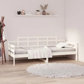 Dormeuse Bianca İn Legno Massello Di Pino 90x190 Cm /