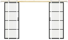 Porta scorrevole doppia con sistema a incasso 2xH205xL83cm  Alluminio e Vetro temperato trasparente - SINCA II