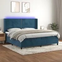 Letto a Molle con Materasso e LED Blu Scuro 200x200 cm 3139527