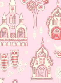 Majvillan Tapete Palace Garden - Pink/ Red/ Cream White