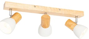 Faretto da soffitto in legno con bianco orientabile 3 luci - Thorin