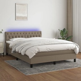 Letto A Molle Con Materasso E Led Tortora 140x200 Cm İn Tessuto /