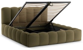 Letto matrimoniale imbottito verde con contenitore con rete inclusa 180x200 cm Lupine – Micadoni