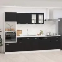 Set Armadi da Cucina 7 pz Nero in Truciolato 3067624