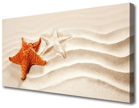 Quadro su tela Stelle marine sulla spiaggia di sabbia 100x50 cm