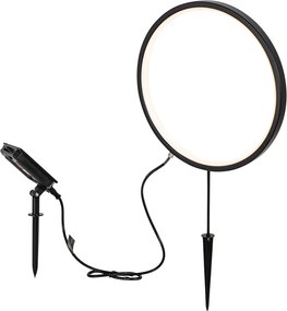 Set di 2 faretti da terra neri 60cm con LED ricaricabili e pannello solare IP65 - Adalind