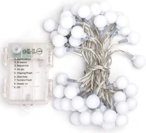 Aigostar - Catena luminosa LED da esterno 50xLED/3xAA/8 funzioni 5,3 m IP44 bianco freddo