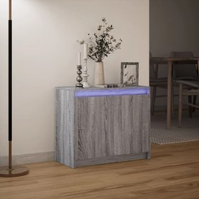 Credenza con led grigio sonoma 72x34x61 cm in legno multistrato