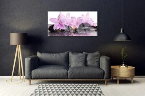 Quadro acrilico Fiori di ninfea rosa 100x50 cm