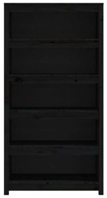 Libreria nera 80x35x154 cm in legno massello di pino