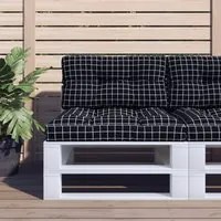 Cuscino per Pallet Motivo a Quadri Nero 80x40x12 cm in Tessuto 360617