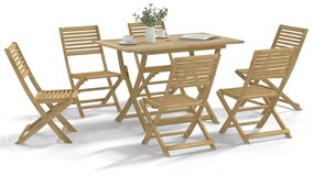 Set Da Pranzo Da Giardino 7 Pz İn Legno Massello Di Acacia /