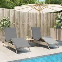 Lettini Prendisole 2 pz con Cuscini Beige in Polyrattan 3261581