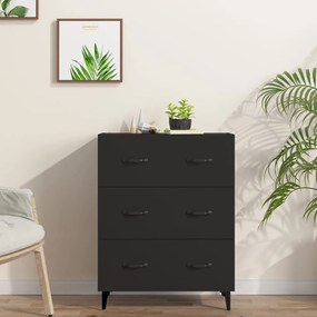 Credenza Nera 69,5x34x90 Cm İn Legno Multistrato /
