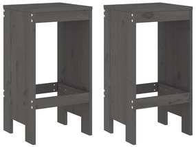 Sgabelli da bar 2pz grigi 40x36x75 cm in legno massello pino