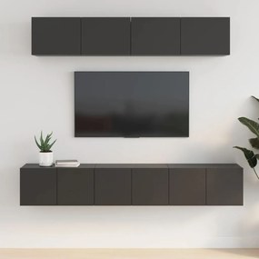 Set Di Mobili Porta Tv 5 Pz Nero İn Legno Multistrato /