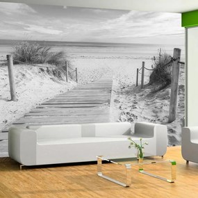 Fotomurale adesivo  Sulla spiaggia  paesaggio in bianco e nero  Larghezza x Altezza Home decor 98x70