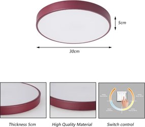 Brilagi - Plafoniera POOL LED/36W/230V 3000/4000/6000K 30 cm bordeaux