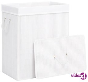 vidaXL Cesto Portabiancheria in Bambù a Sezione Singola Bianco 83 L