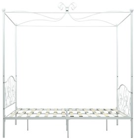 Letto a baldacchino bianco in metallo 140x200 cm