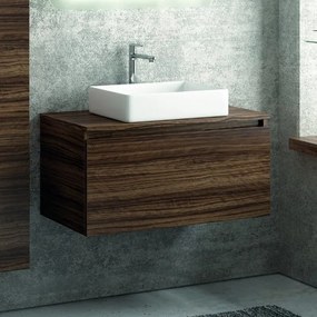 Composizione bagno sospesa 80cm mobile colonna e specchio led - KAMALU