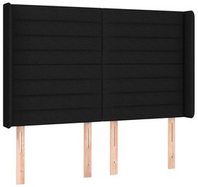 Letto a Molle con Materasso e LED Nero 140x190 cm in Tessuto