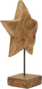 Scultura Stella In Teak Riciclato Cm 28X12X42 (Pezzi Unici - Non Rip. In Serie)