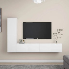 Set Mobili Porta TV 4 pz Bianco in Legno Multistrato