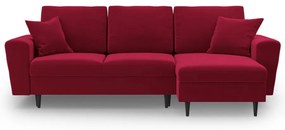 Divano angolare rosso allungabile e con contenitore con rivestimento in velluto Kyoto – Cosmopolitan Design