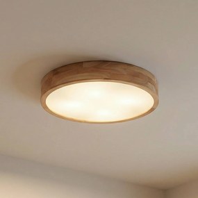 Plafoniera soffitto Tanju Lindby, dimmerabile, Legno chiaro, Soggiorno / Sala da pranzo, Legno, Campagna / Rustiche, Plafoniera