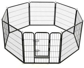 Box per cani con 8 pannelli in acciaio 80x80 cm nero