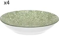 Set 4 piatti fondi puntini verde porcellana Hanami