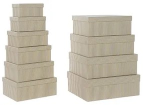 Set di Scatole per Sistemare Impilabili DKD Home Decor Bianco Quadrato Cartone Senape (43,5 x 33,5 x 15,5 cm)